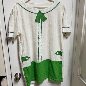 Green and White tee shirt/Dress medium-large